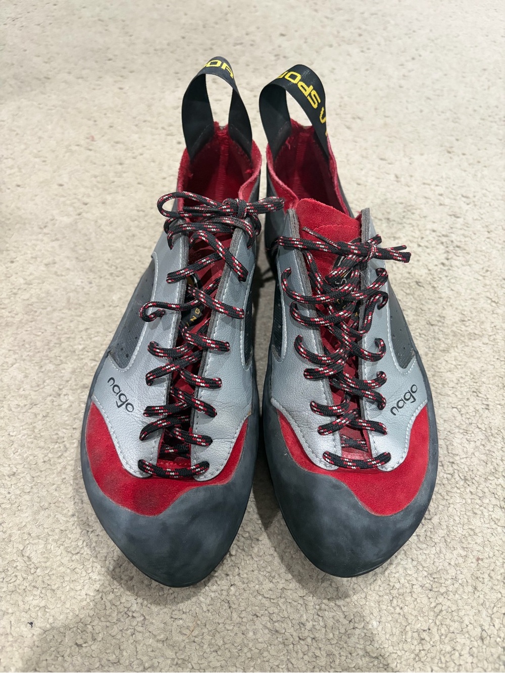 La Sportiva Nago Men's Red/Gray Climbing Shoes, Size 42 / 9 Men’s